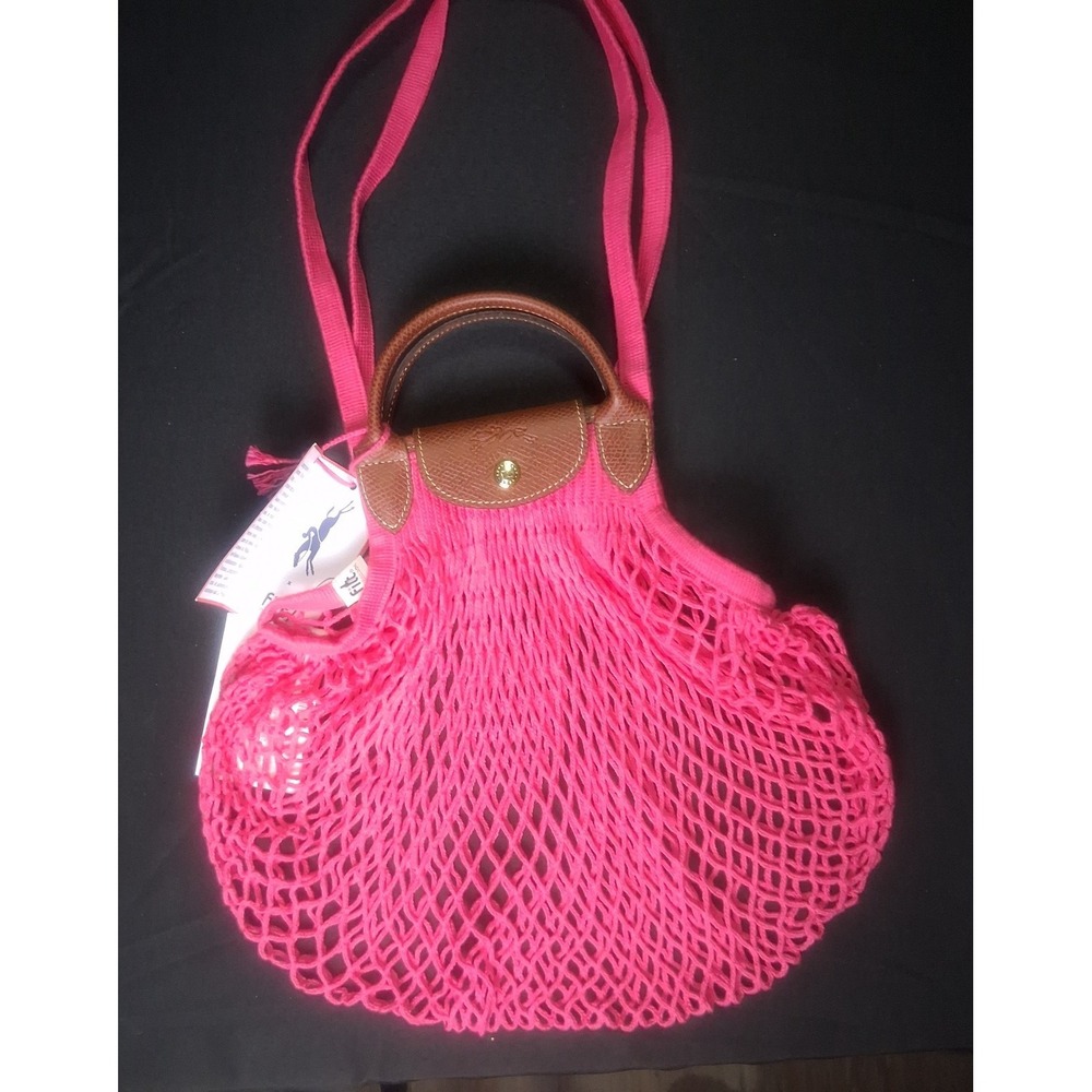 Longchamp Le Pliage Filet Knit Mesh Handel Bag Shopper ~NWT~ Candy - Picture 2 of 4